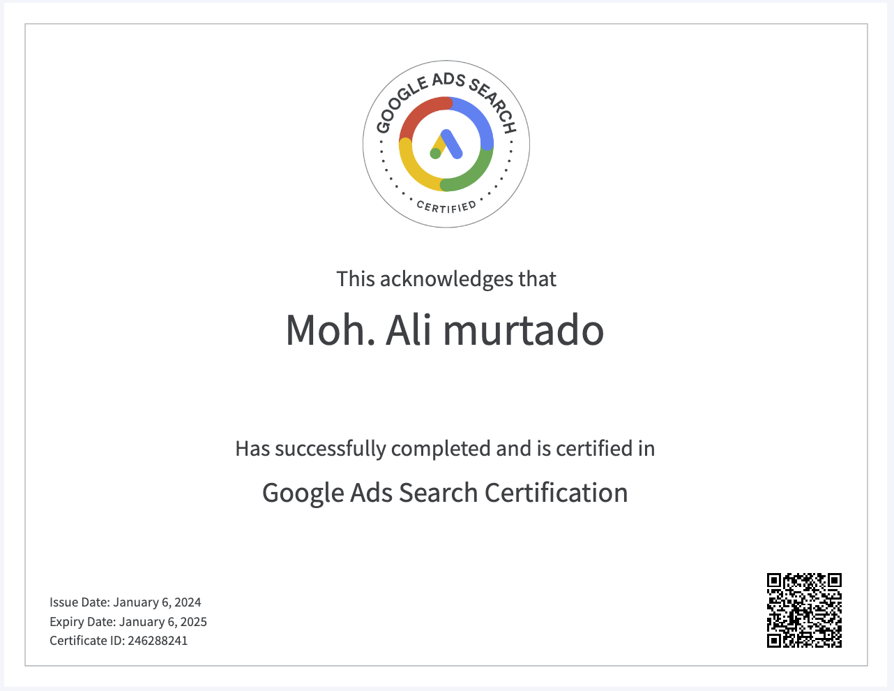 Google Ads Search Certification